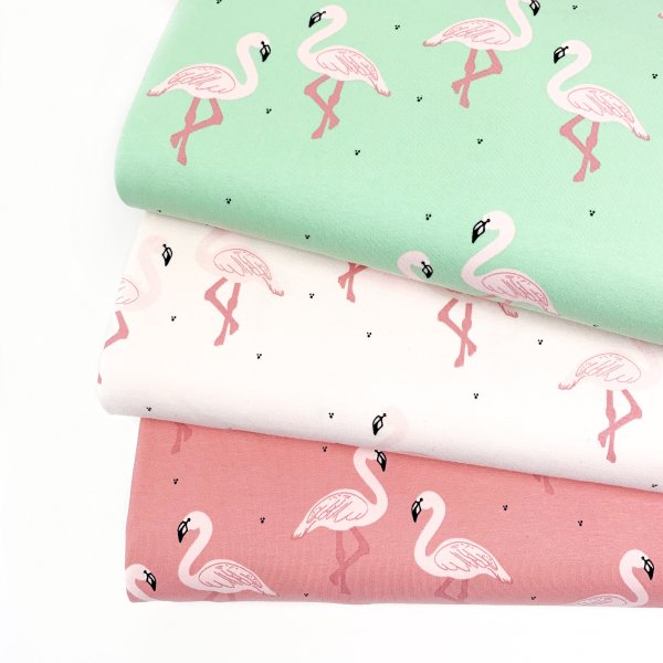 RESTSTÜCK 1,40m !!! - Bio Jersey - Flocking Flamingos - petal pink - Bloome Copenhagen