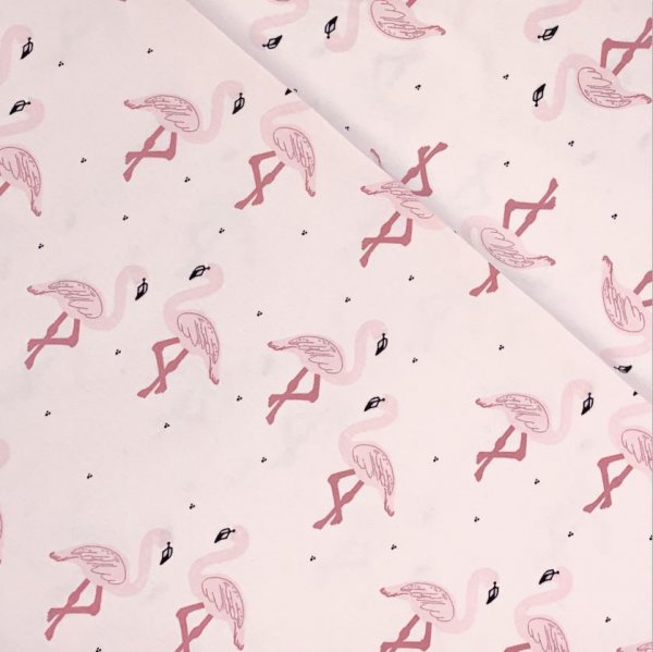 RESTSTÜCK 1,40m !!! - Bio Jersey - Flocking Flamingos - petal pink - Bloome Copenhagen