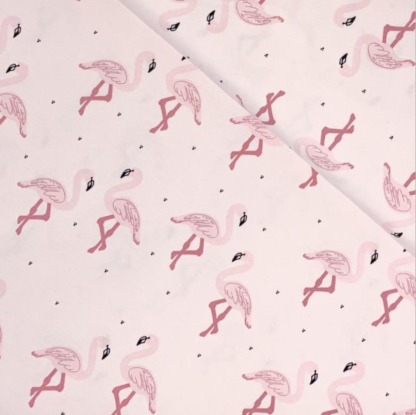 RESTSTÜCK 1,40m !!! - Bio Jersey - Flocking Flamingos - petal pink - Bloome Copenhagen