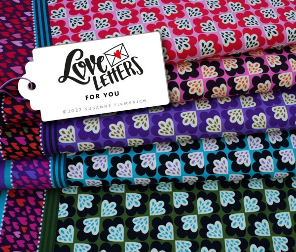 RESTSTÜCK 0,30m !!! - Bio Jersey - For You - Col. 01 - Love Letters - Hamburger Liebe - Albstoffe