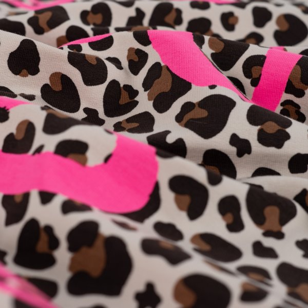 French Terry - Heart Leopard - caramel/neon