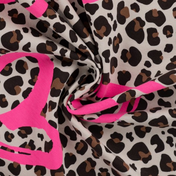 French Terry - Heart Leopard - caramel/neon