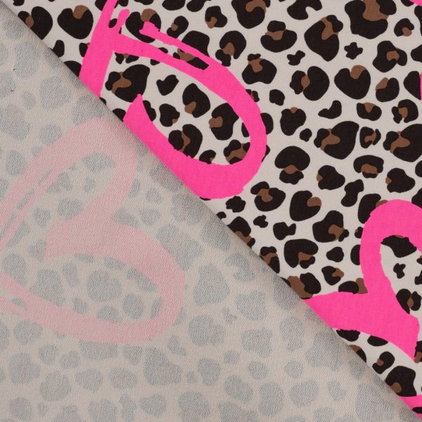 French Terry - Heart Leopard - caramel/neon
