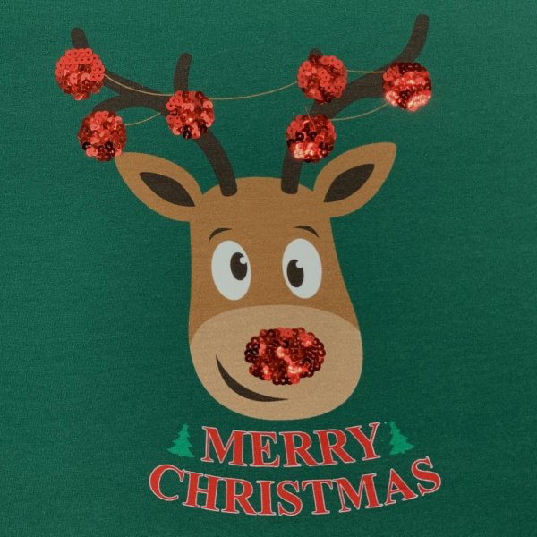 RESTSTÜCK 1Panel !!! - French Terry Panel - Deer Pailetten - green