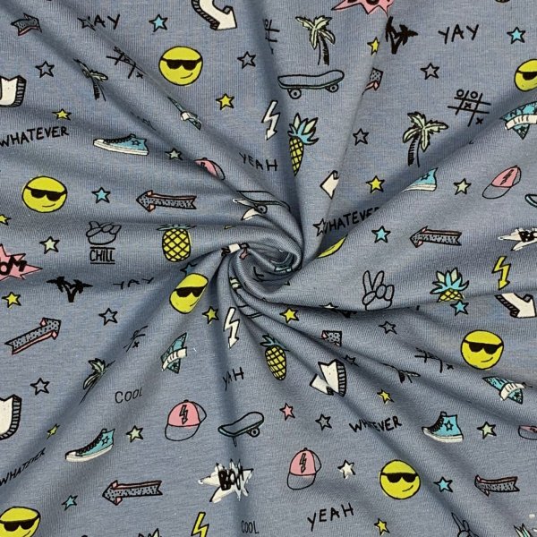 French Terry - Patches - graublau