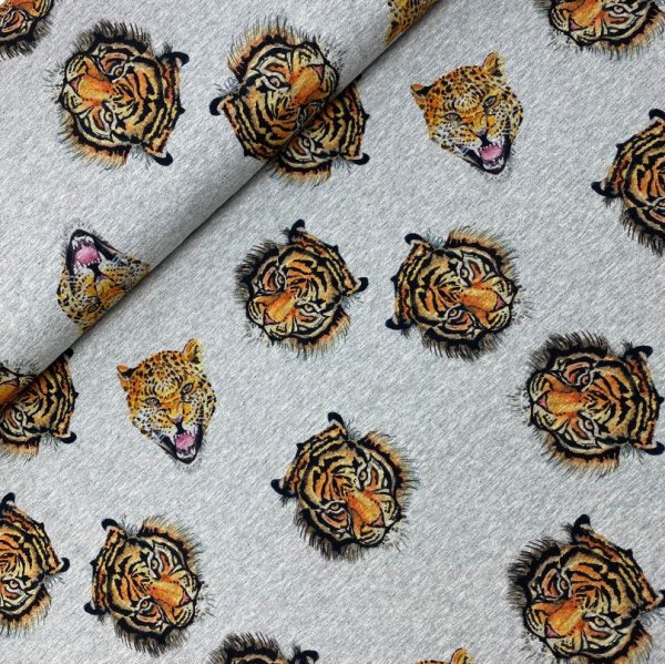 RESTSTÜCK 0,70m !!! - French Terry - Tiger - grau