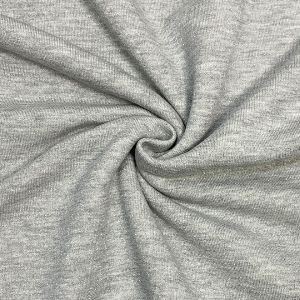 RESTSTÜCK 1,80m !!! - French Terry - brushed - hellgrau melange mit Glitzer