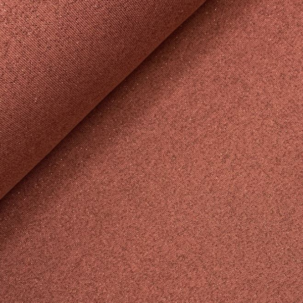 RESTSTÜCK 0,70m !!! - French Terry - brushed - terra mit kupfer Glitzer