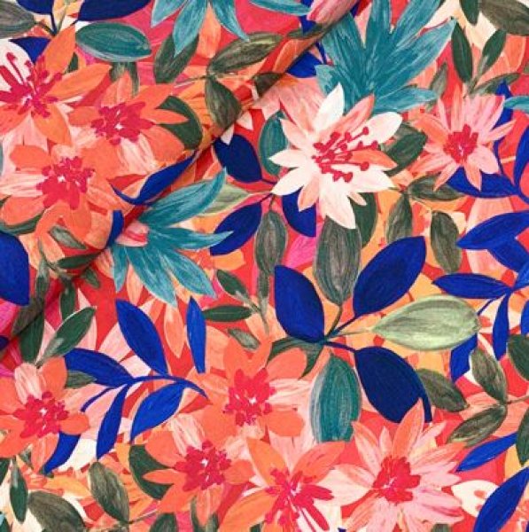 Viskose - Summer Botanical - red