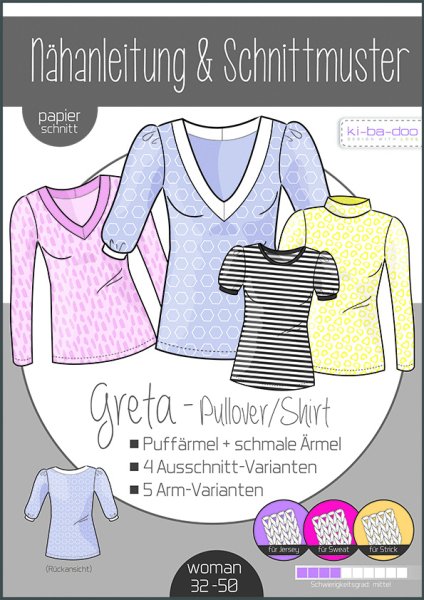 Papierschnittmuster - Greta Pullover / Shirt - Damen - Kibadoo