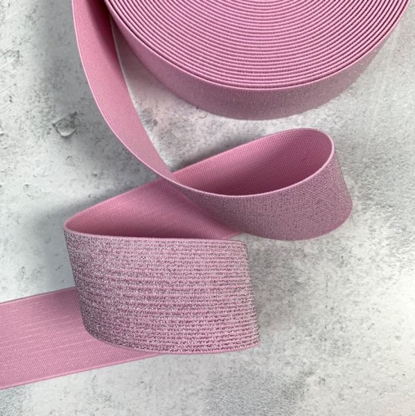 Gummiband - rosa - Glitzer Lurex - 5cm