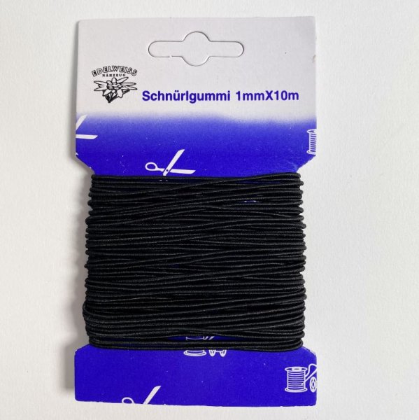 Gummikordel - Ø 1mm - schwarz