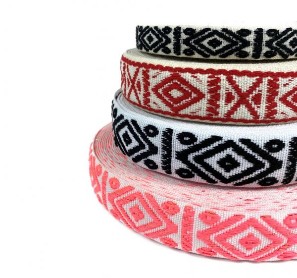 Gurtband - Aztec - 4cm - ecru/black/purple/red