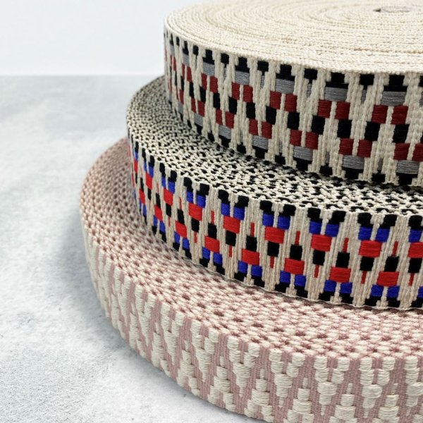 Gurtband - Aztec - 4cm - ecru/black/purple/red