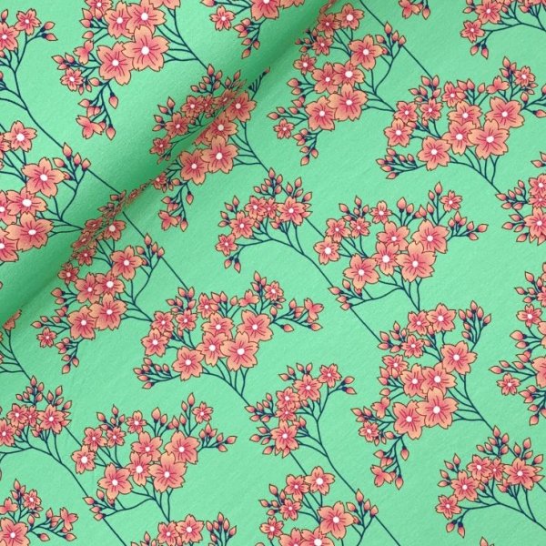 RESTSTÜCK 1,30m !!! - Bio Sweat - Hana - Col. 02 - verdino - Sakura - Hamburger Liebe - Albstoffe