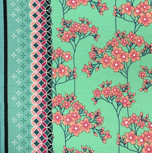 RESTSTÜCK 1,30m !!! - Bio Sweat - Hana - Col. 02 - verdino - Sakura - Hamburger Liebe - Albstoffe