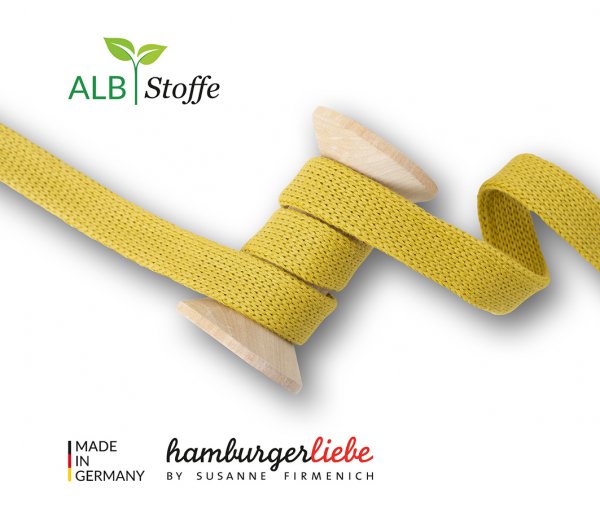 Bio Flachkordel - 1,2 cm - A73 - senf - Bliss - Albstoffe - Hamburger Liebe