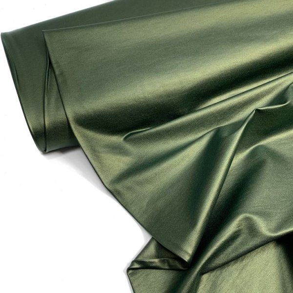 RESTSTÜCK 1,30m !!! - Hosenstoff Kunstleder Stretch - Bianca foil - metallic bottle green