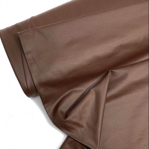 Hosenstoff Kunstleder Stretch - Bianca foil - brown