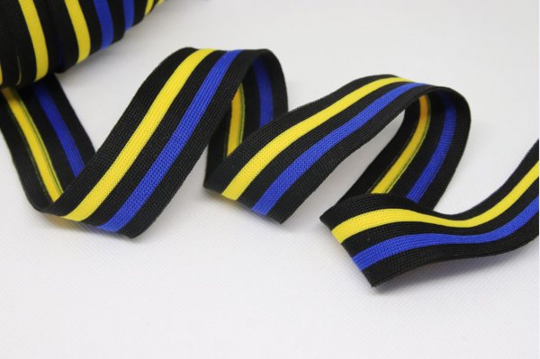 Stripes - unelastisch 2,8 cm - schwarz/kobalt/gelb