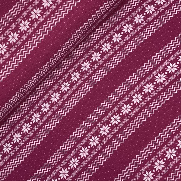 RESTSTÜCK 80cm !!! - Bio Doubleface Jacquard - Norweger Bordüre - A74 ciclamino - Albstoffe
