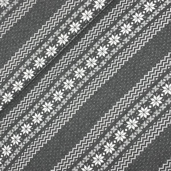 Bio Doubleface Jacquard - Norweger Bordüre - A32 carbon melange - Albstoffe