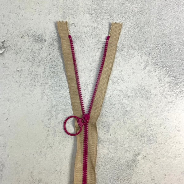 Reißverschluss - nicht teilbar - 30 cm - bicolour - sand/beere