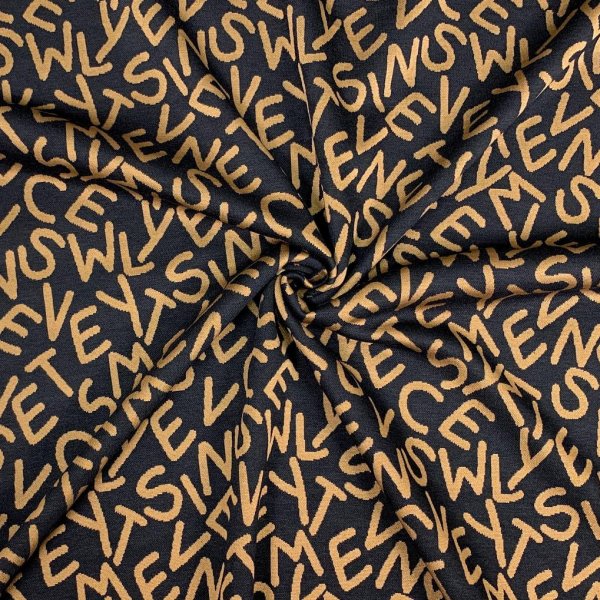 RESTSTÜCK 2,0m !!! - Viskose Jacquard Jersey - Freddy Letters - caramel black
