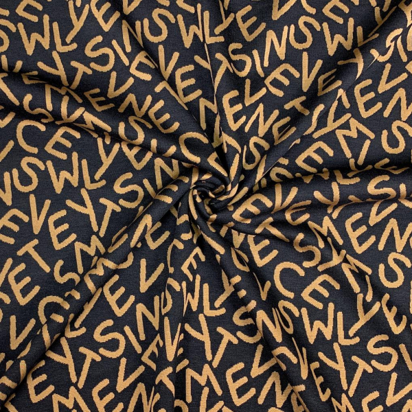 RESTSTÜCK 1,70m !!! - Viskose Jacquard Jersey - Freddy Letters - caramel black