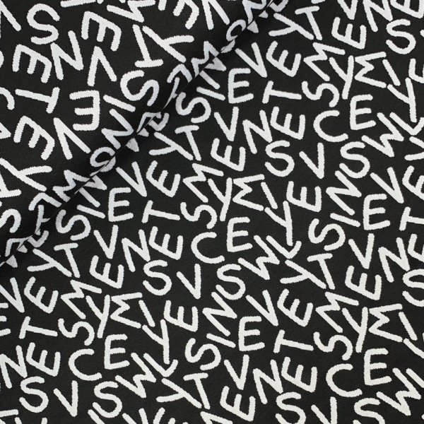 RESTSTÜCK 2,20m !!! - Viskose Jacquard Jersey - Freddy Letters - white black