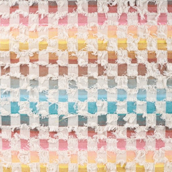 Jeansstoff - Fancy Check - aqua/ecru/cognac