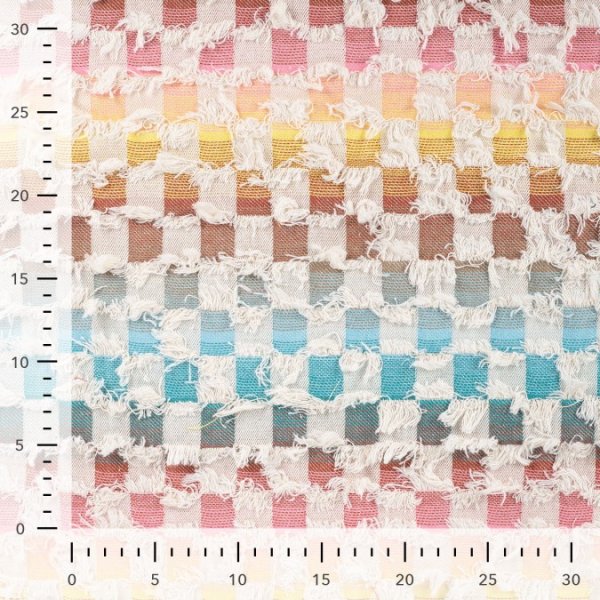 Jeansstoff - Fancy Check - aqua/ecru/cognac