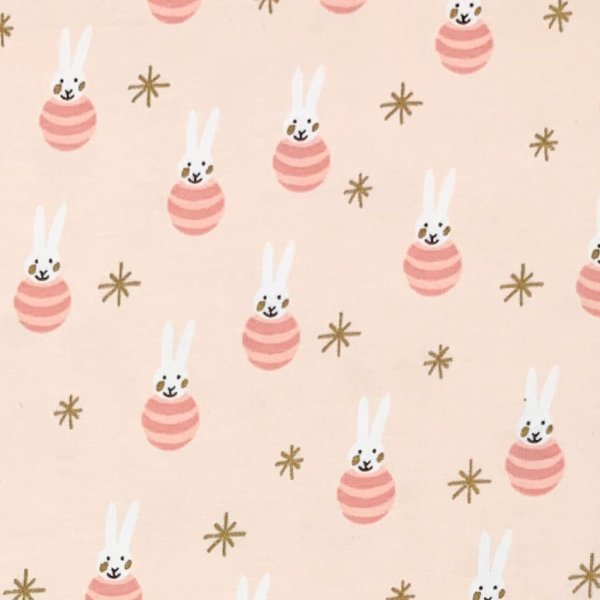 Jersey - Baby - Hase - rosa/gold - Rico Design