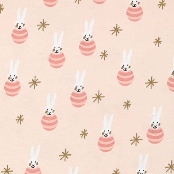 RESTSTÜCK 1,60m !!! - Jersey - Baby - Hase - rosa/gold - Rico Design