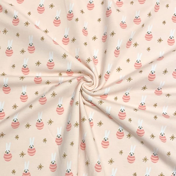 Jersey - Baby - Hase - rosa/gold - Rico Design