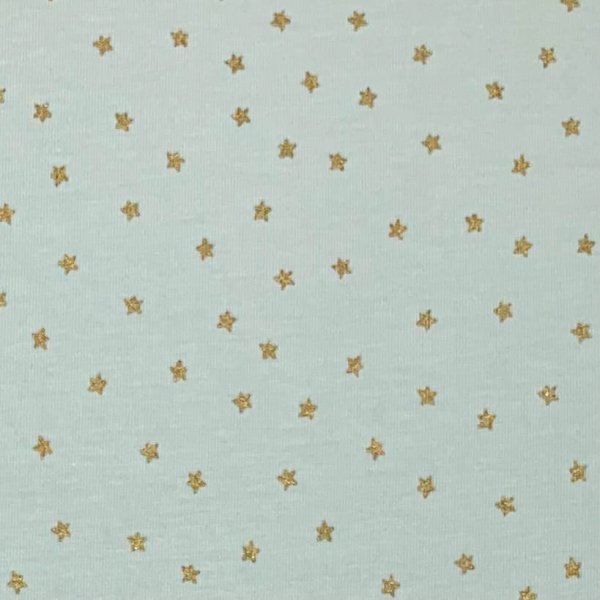 RESTSTÜCK 1,50m !!! - Jersey - Baby - Sterne - mint/gold - Rico Design