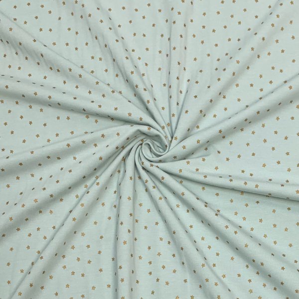 RESTSTÜCK 1,50m !!! - Jersey - Baby - Sterne - mint/gold - Rico Design