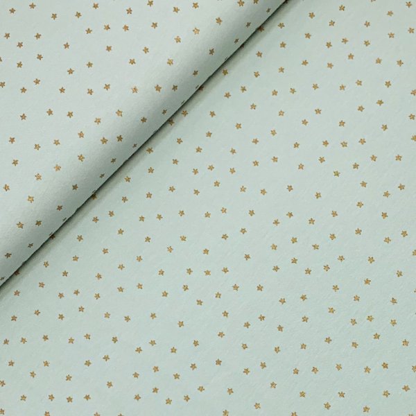 RESTSTÜCK 1,50m !!! - Jersey - Baby - Sterne - mint/gold - Rico Design