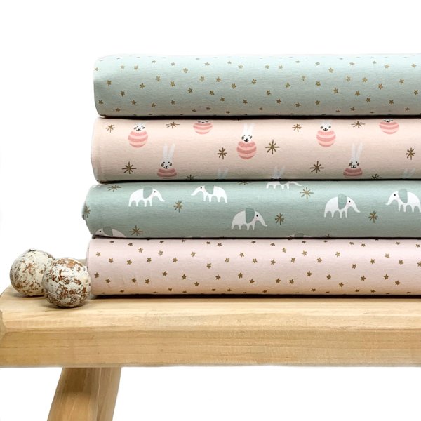 Jersey - Baby - Hase - rosa/gold - Rico Design