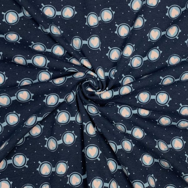 Jersey - Herzchen Brille - navy