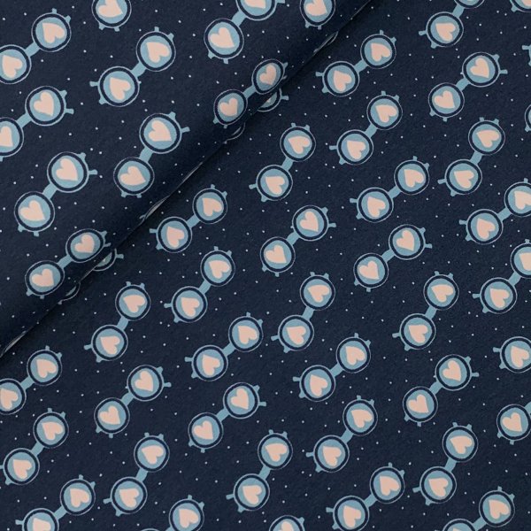 Jersey - Herzchen Brille - navy