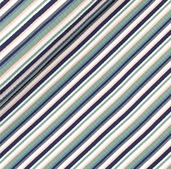 RESTSTÜCK 80cm !!! - Rib Jersey - Lenora - Streifen - blue/green