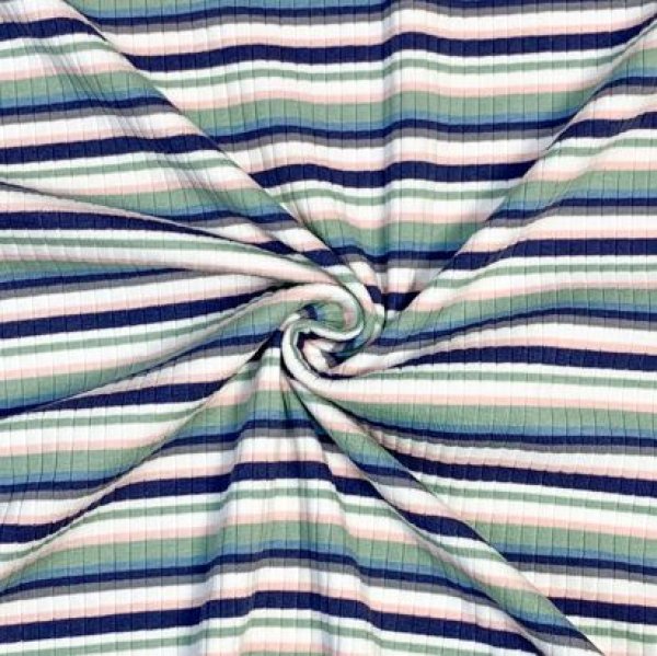 RESTSTÜCK 80cm !!! - Rib Jersey - Lenora - Streifen - blue/green