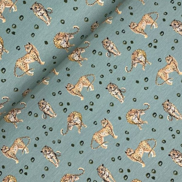 RESTSTÜCK 1,0m!!! - Jersey - Leopard Sam - dusty green