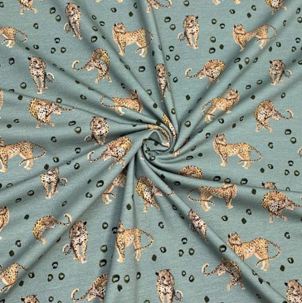 RESTSTÜCK 1,0m!!! - Jersey - Leopard Sam - dusty green