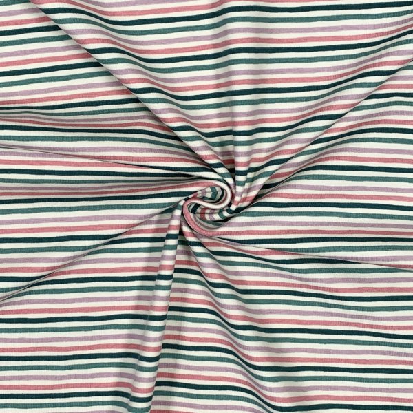 Jersey - Multicolor Stripes - grün/flieder/rosa