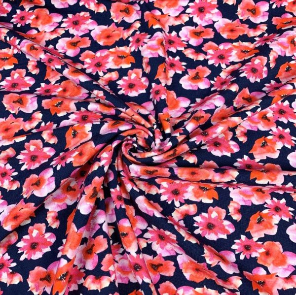 RESTSTÜCK 1,30m!!! - Jersey - Sea of Flowers - red