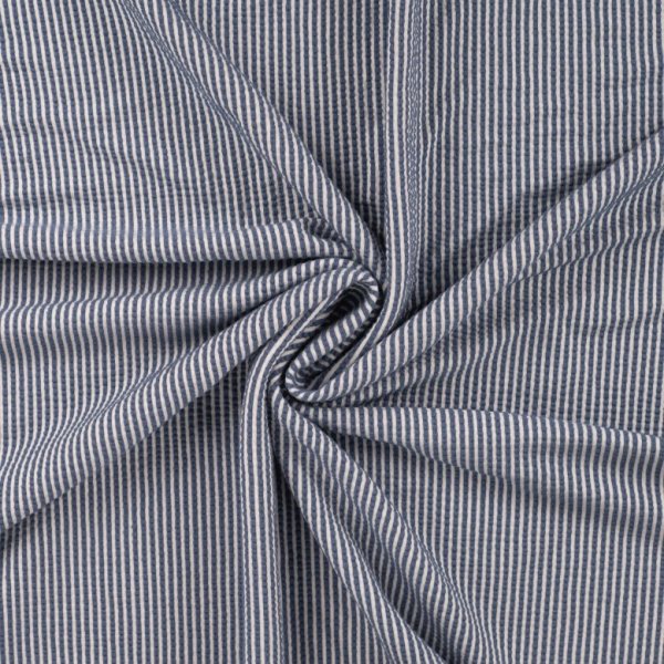 Jersey Seersucker - Stripes - denim