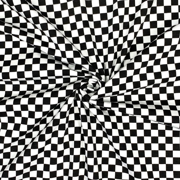 RESTSTÜCK 0,90m !!! - Jersey - Small Squares - black/white
