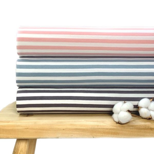 Jersey - Streifen - rose/white